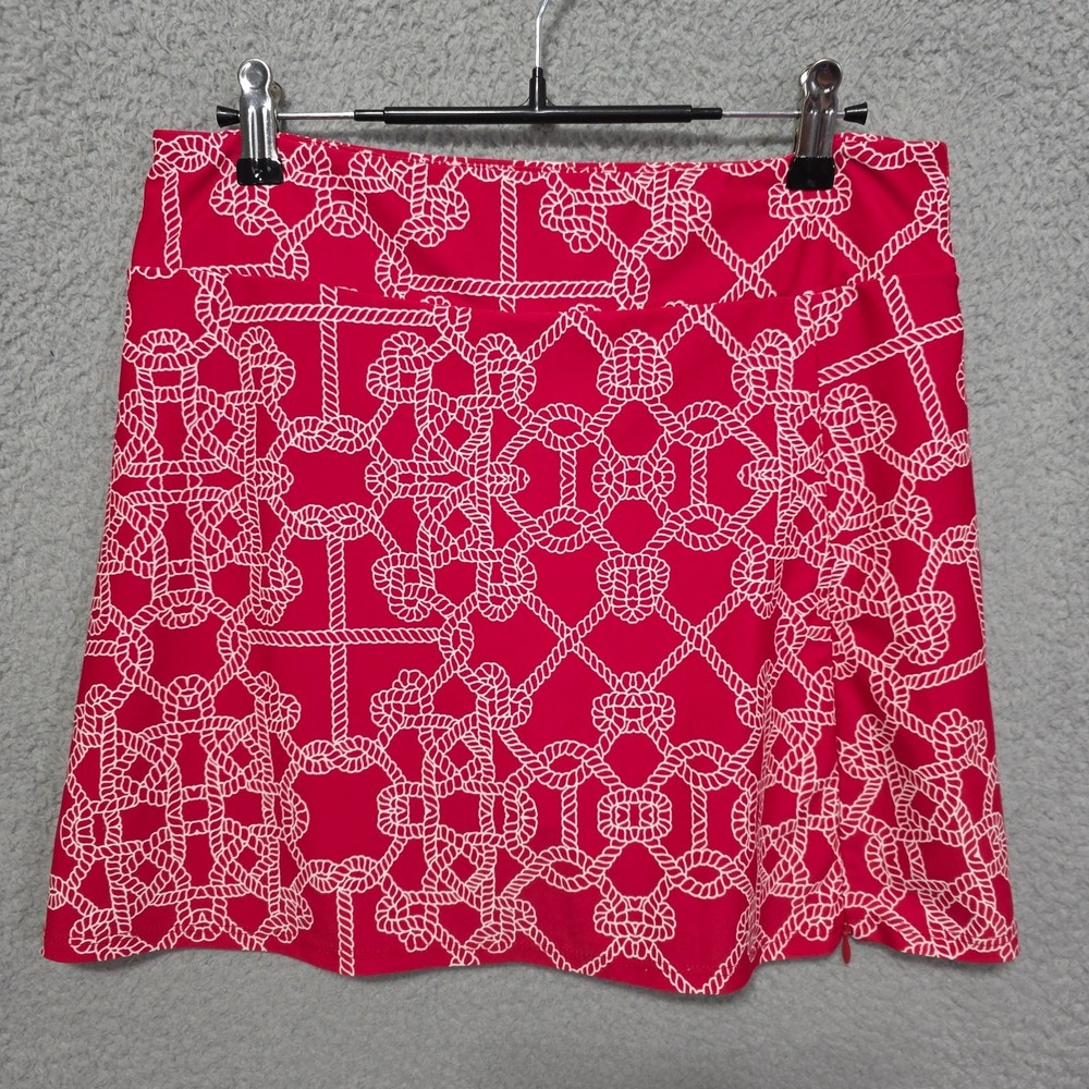 Jude Connally Red White Nautical Skort Lightweight Stretch‎ XS Leg Slit Shorts
